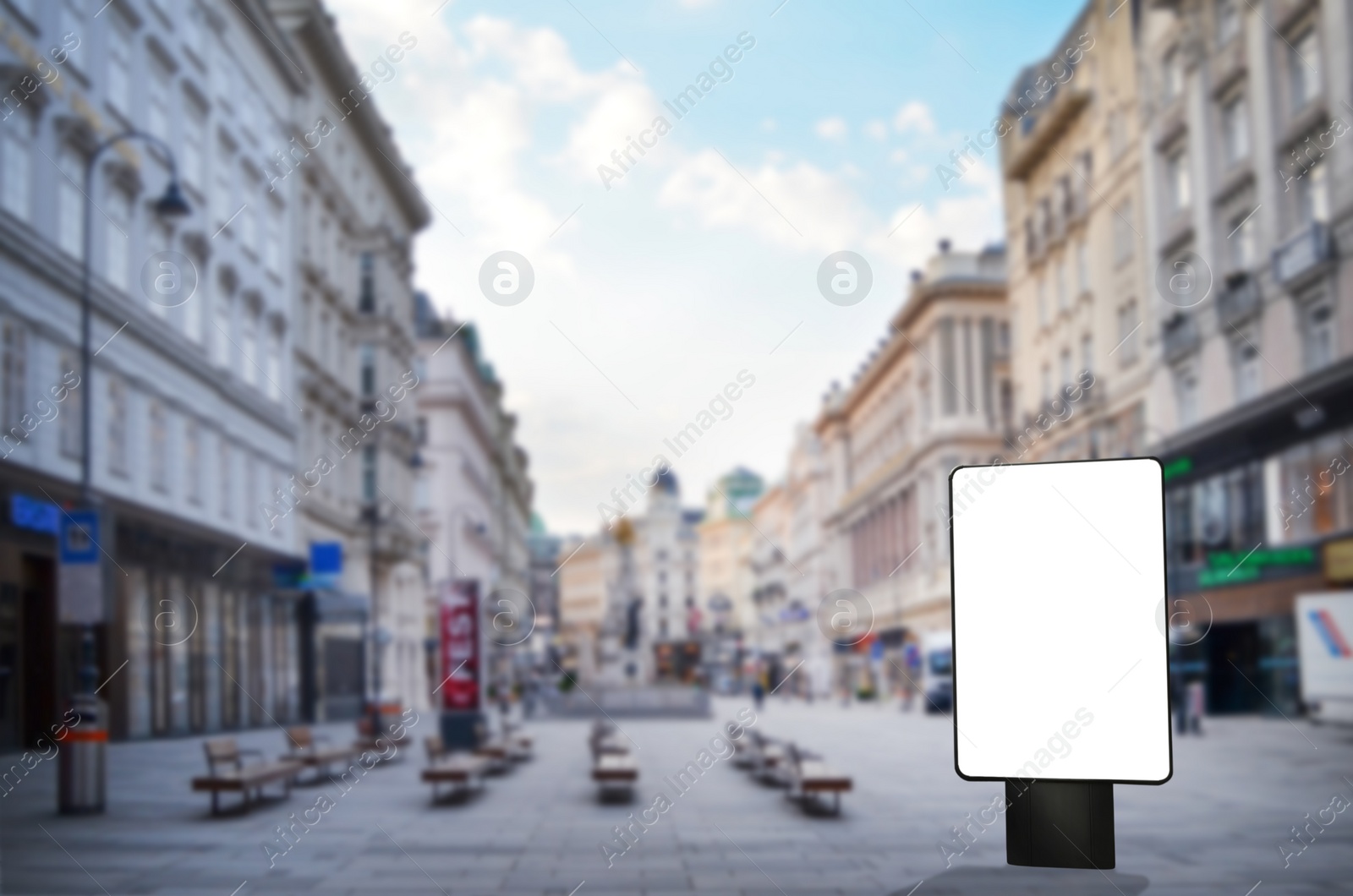 Image of Blank advertising board on city street. Space for text