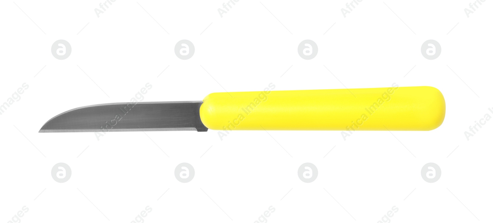 Photo of New clean paring knife on white background