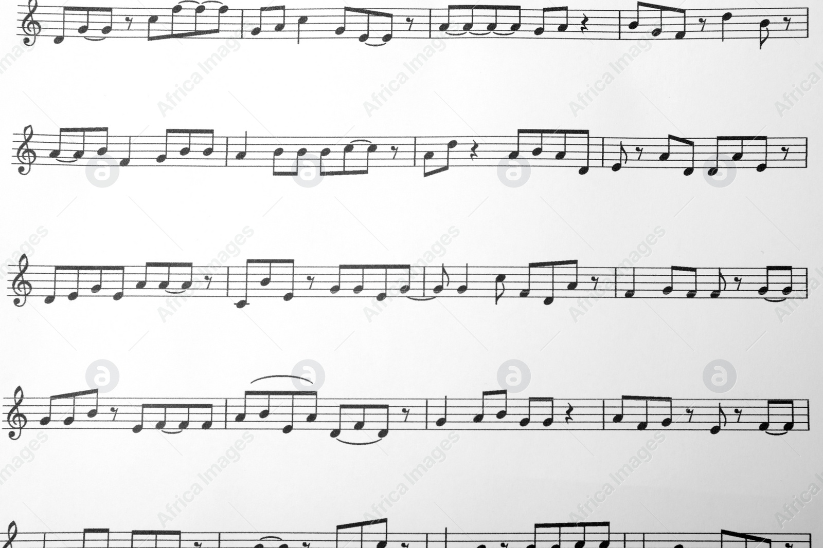 Illustration of Sheet with music notes as background, top view