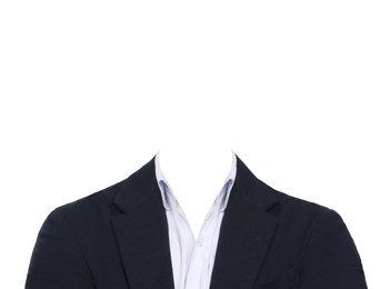 Formal wear replacement template for passport photo or other documents. Jacket and shirt isolated on white