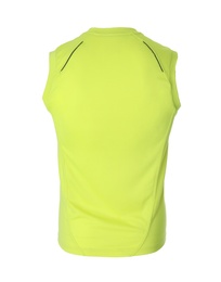 Photo of Yellow men's sleeveless shirt isolated on white. Sports clothing