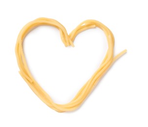 Photo of Heart made of tasty pasta isolated on white