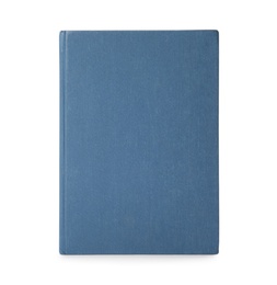 Photo of Book with blank blue cover on white background