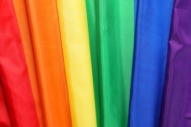Rainbow LGBT flag as background, closeup view