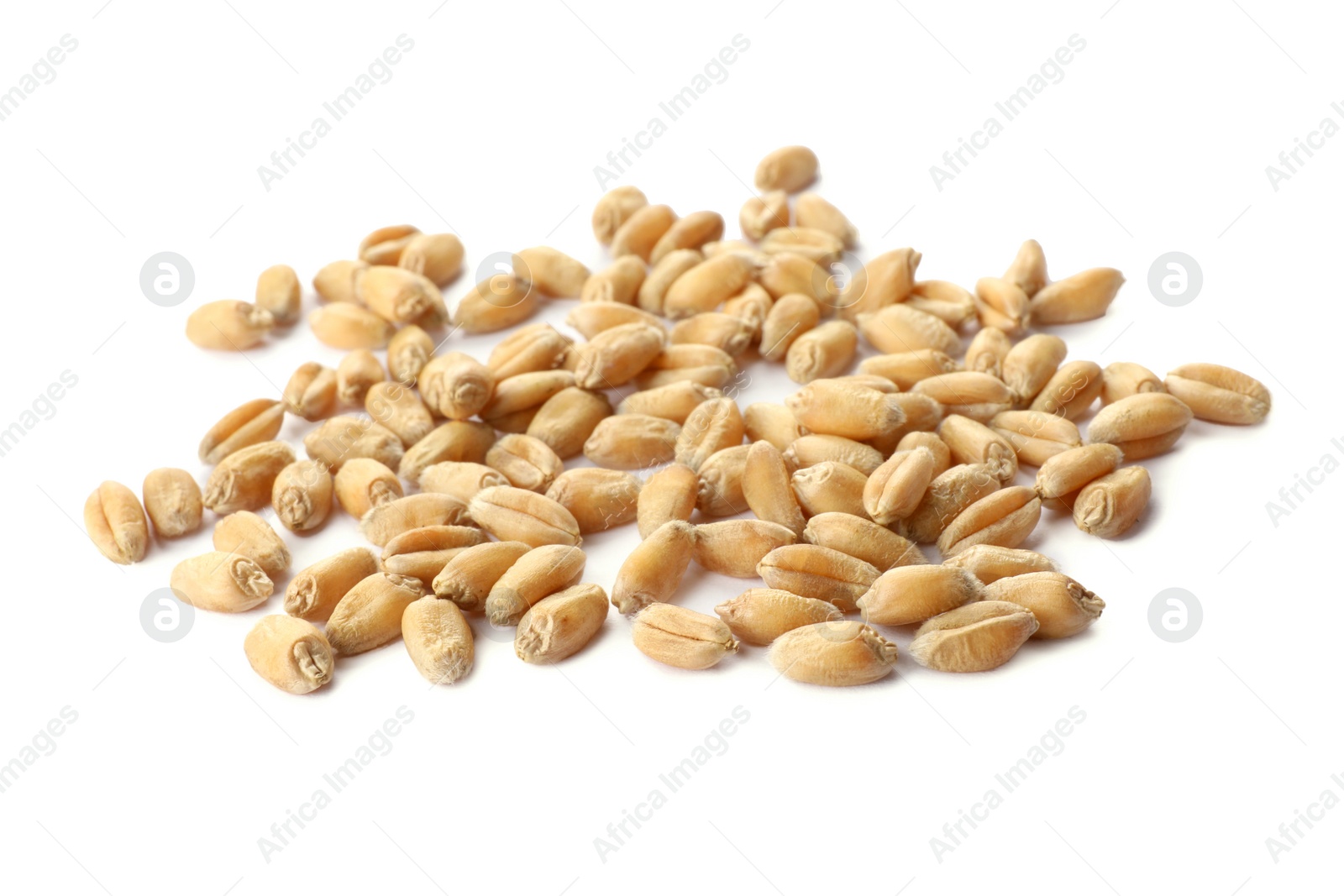 Photo of Pile of wheat grains on white background