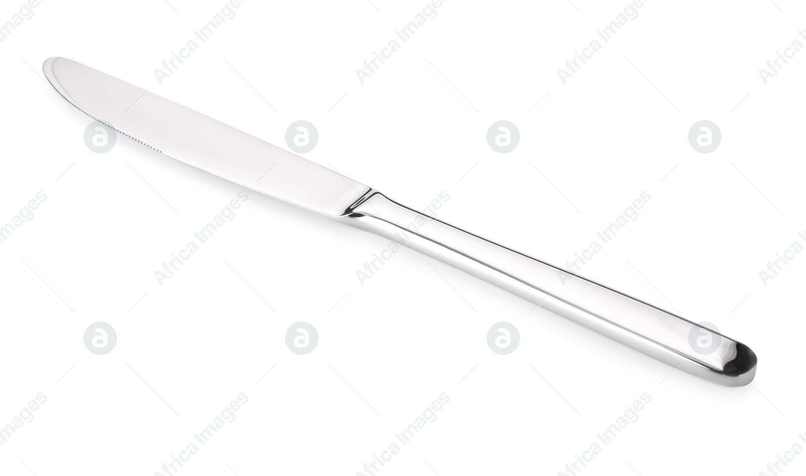 Photo of One shiny silver knife isolated on white