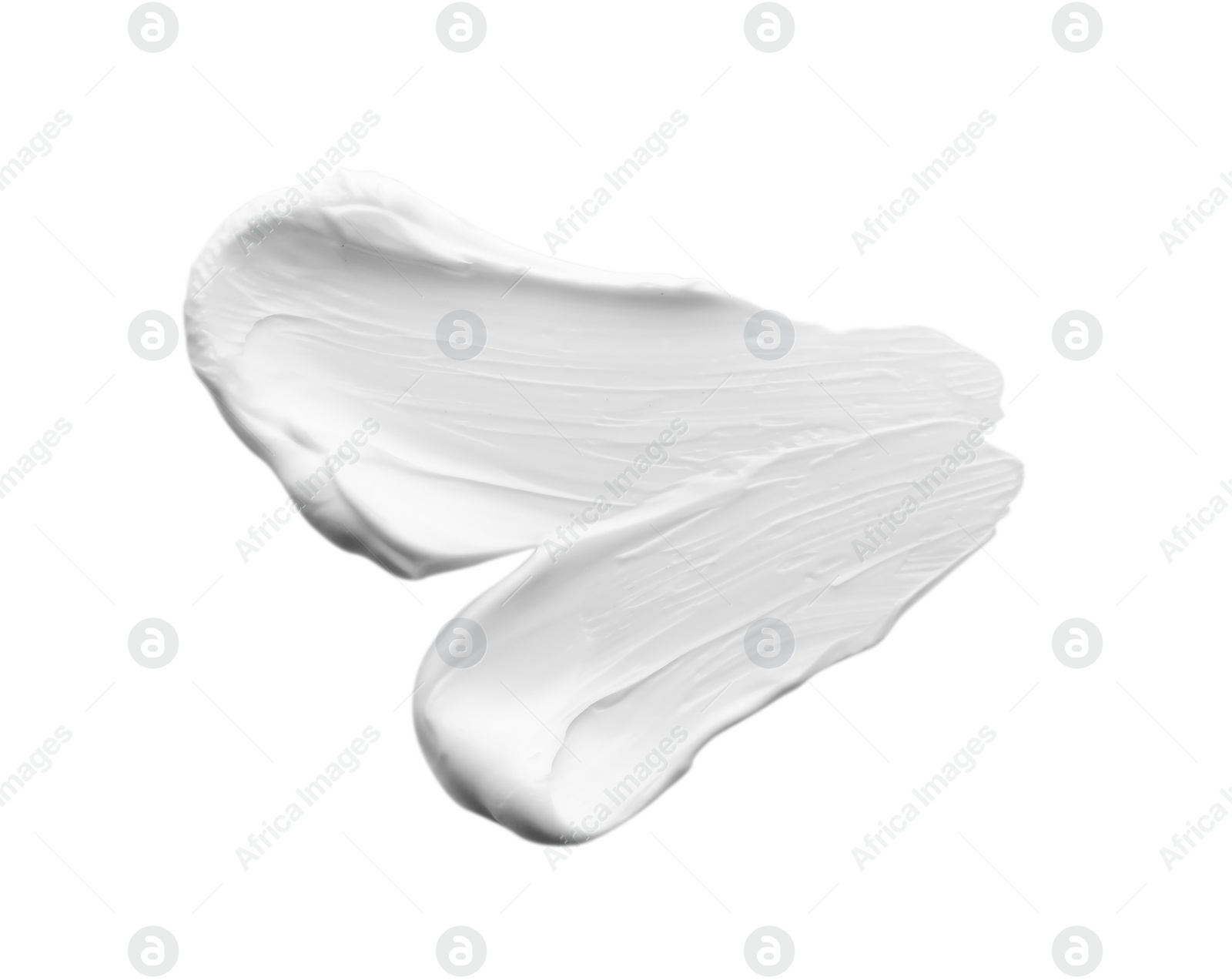 Photo of Sample of facial cream isolated on white, top view