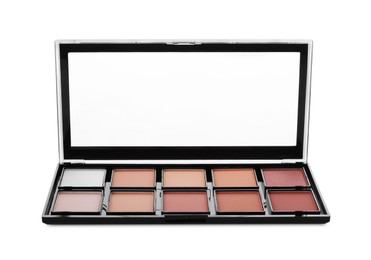 Colorful contouring palette on white background. Professional cosmetic product