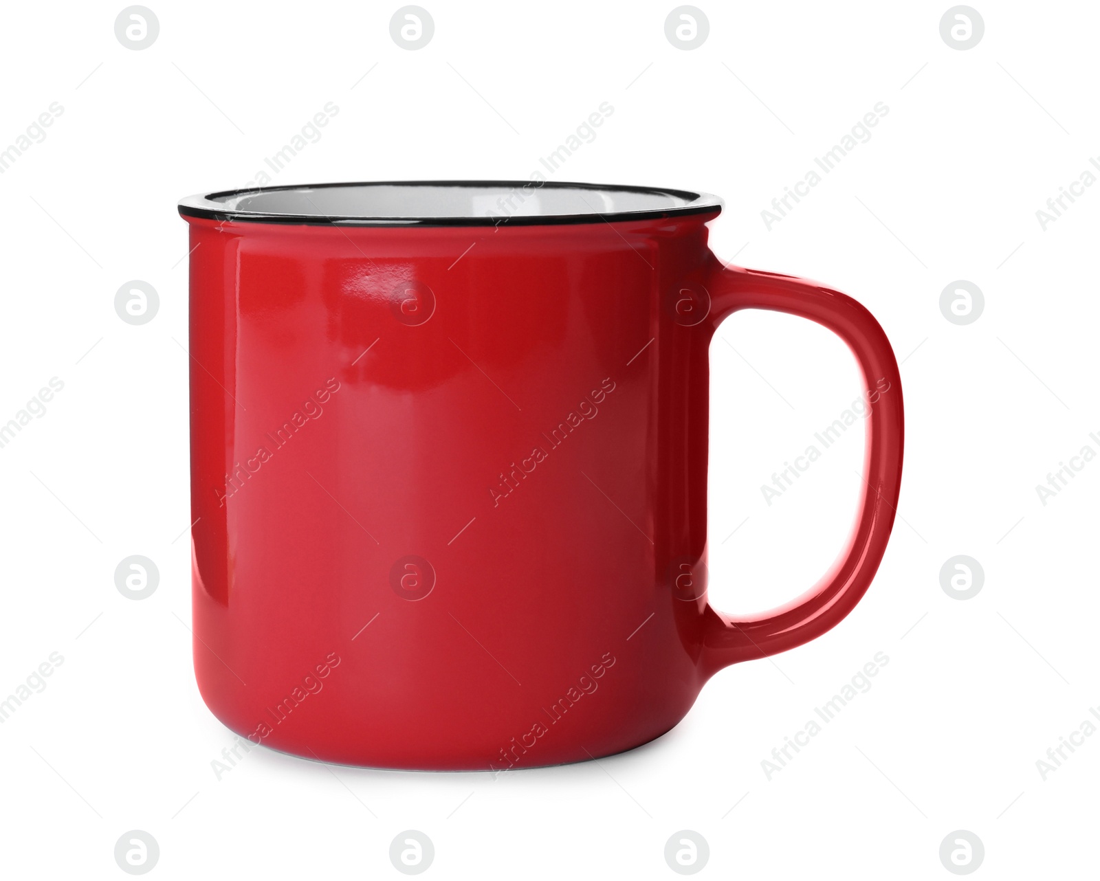 Photo of One new red cup isolated on white