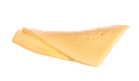 Tasty cheese slices isolated on white. Sandwich ingredient