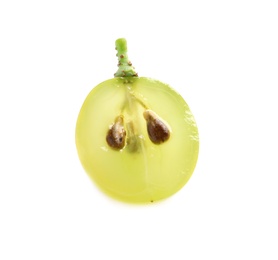 Cut fresh ripe juicy green grape on white background