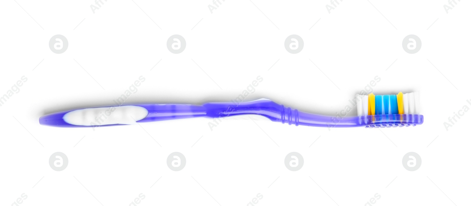 Photo of Color toothbrush on white background. Dental care