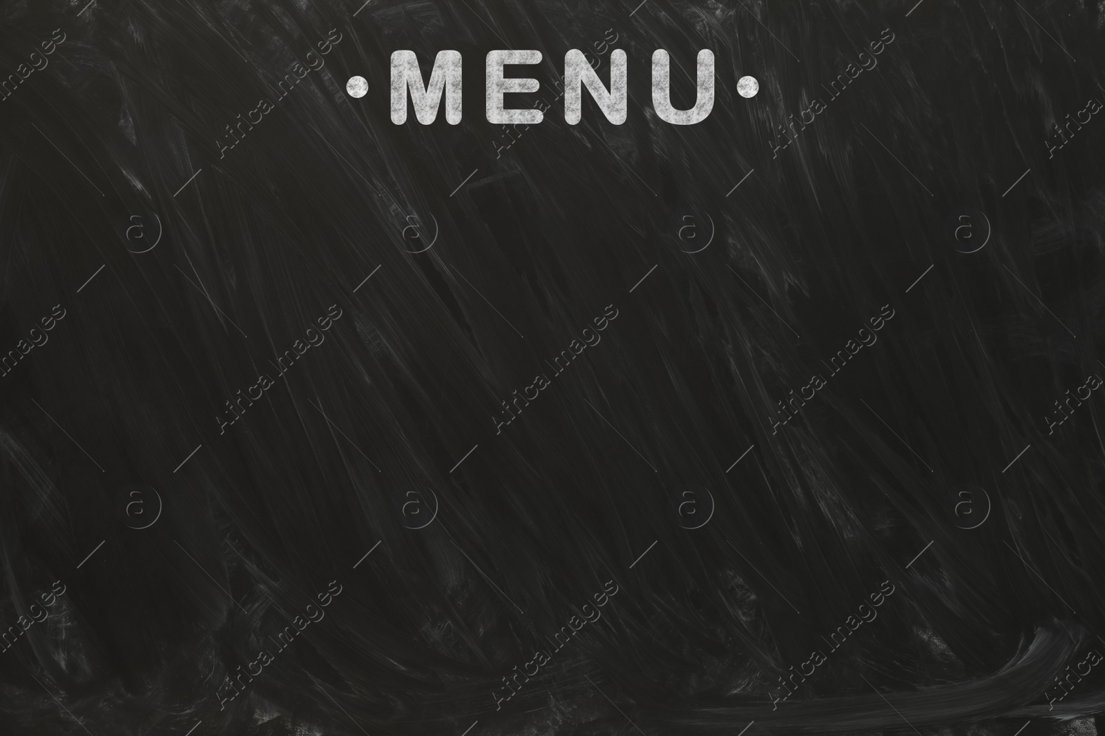 Image of Black chalkboard with word Menu as background. Mockup for design