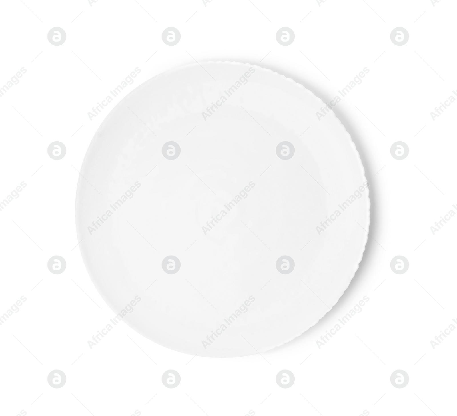 Photo of One ceramic plate isolated on white, top view. Cooking utensil