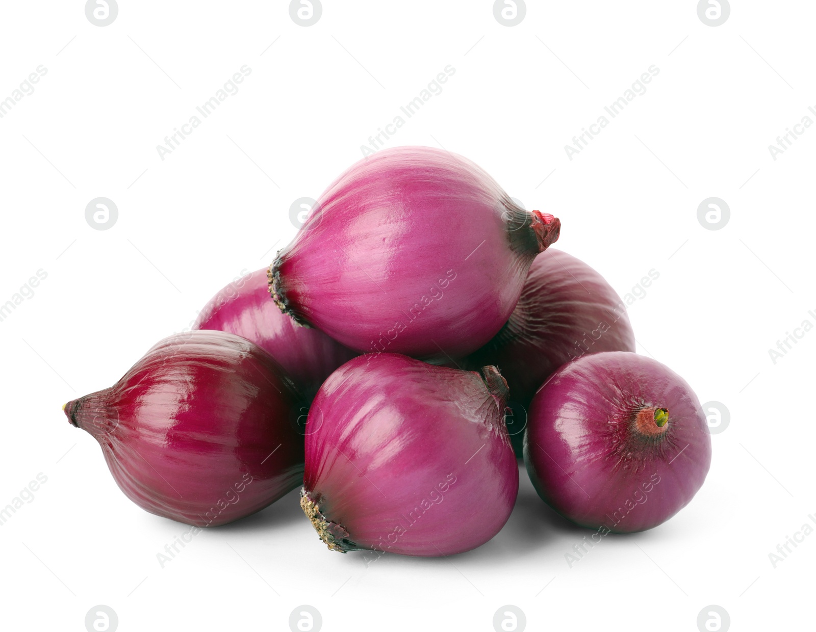 Photo of Fresh red onion bulbs isolated on white