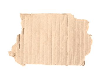 Piece of torn cardboard isolated on white