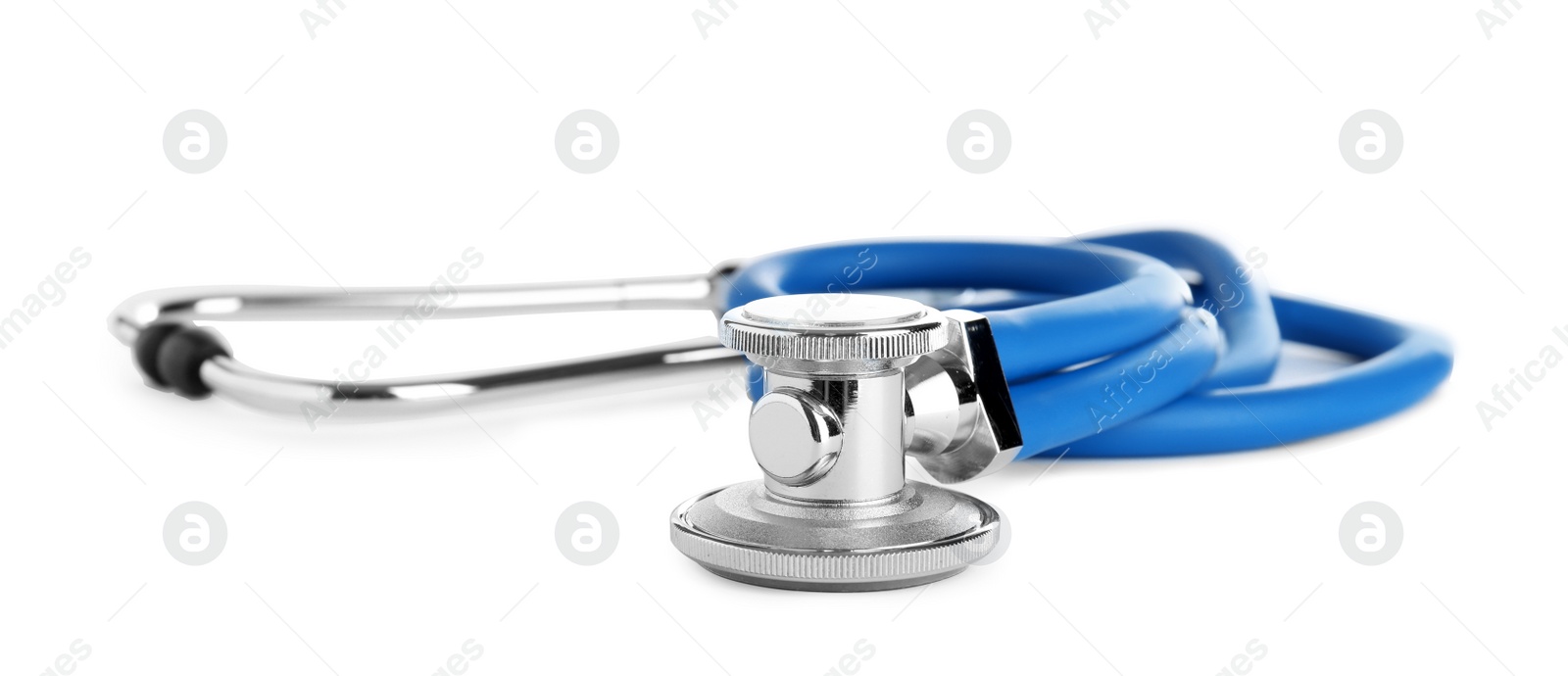 Photo of Stethoscope on white background. Professional medical device