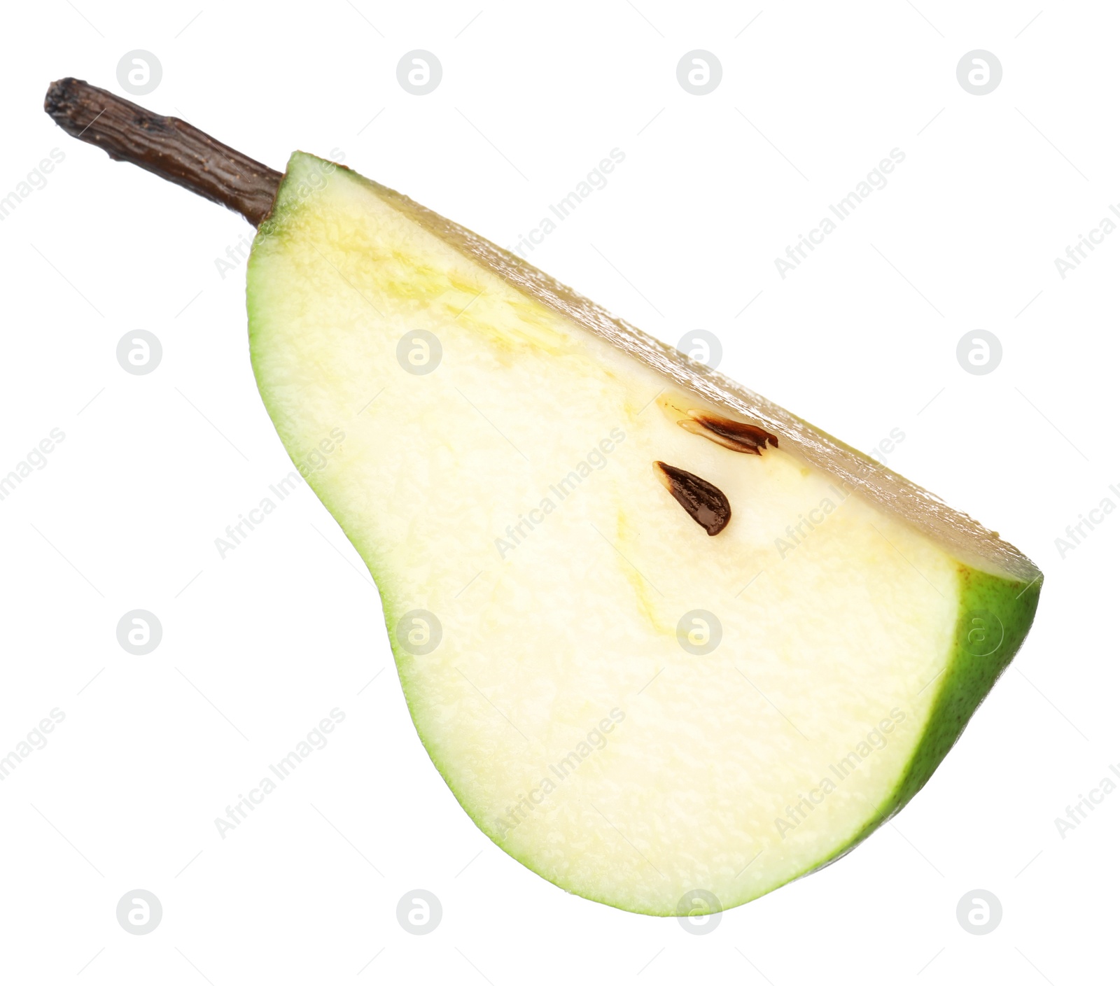 Photo of Cut fresh ripe pear isolated on white