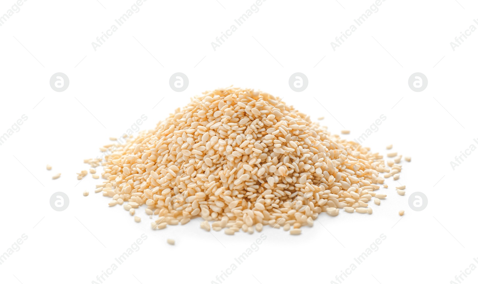 Photo of Pile of sesame seeds on white background