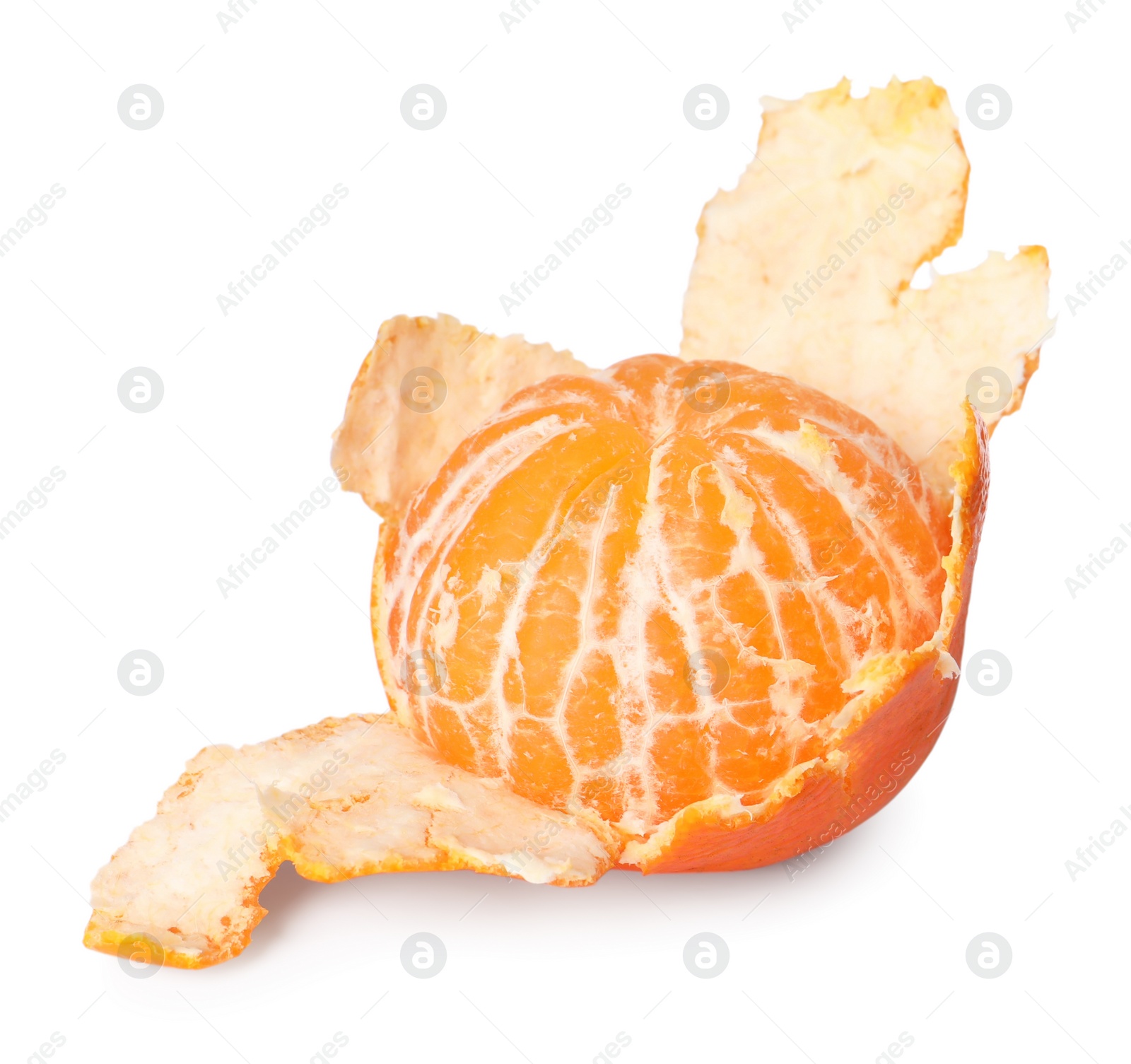 Photo of One fresh ripe tangerine isolated on white