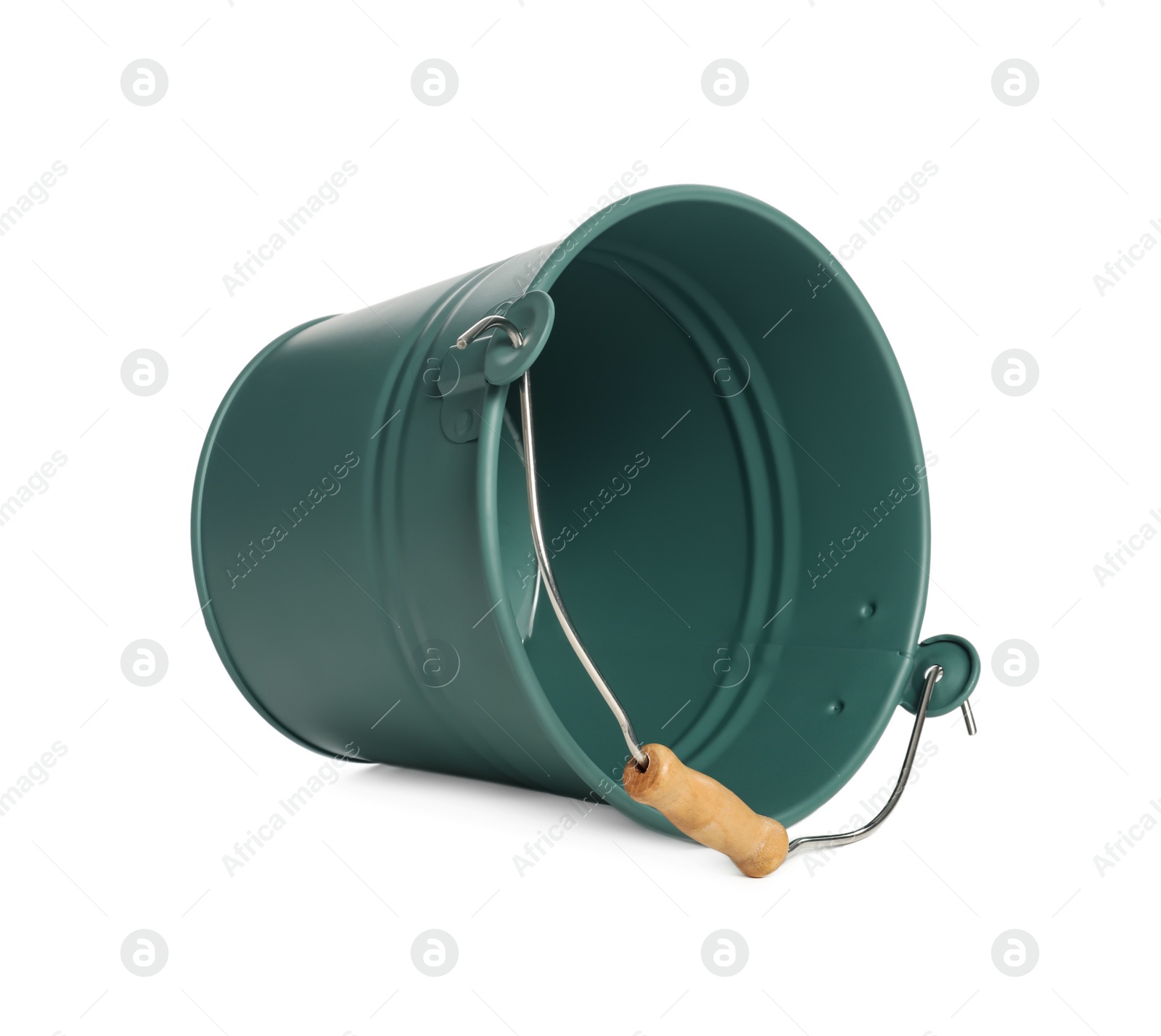 Photo of Metal bucket isolated on white. Gardening tool