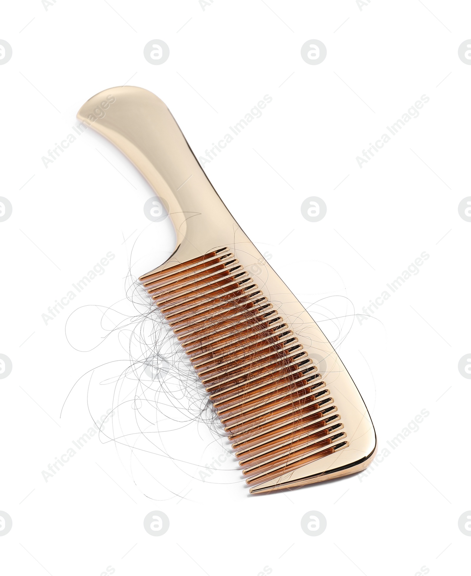 Photo of Comb with lost hair isolated on white