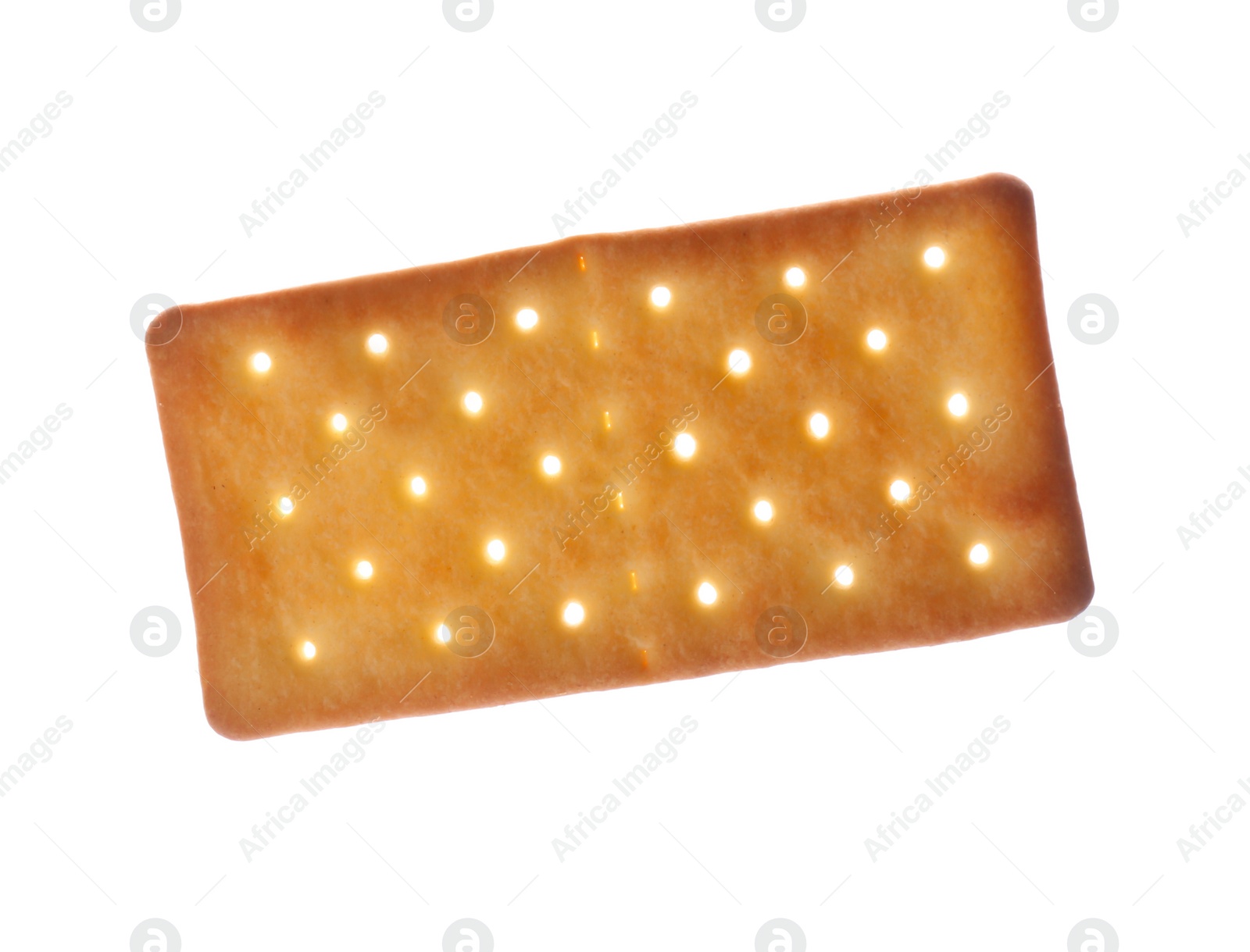 Photo of Crispy cracker isolated on white. Delicious snack