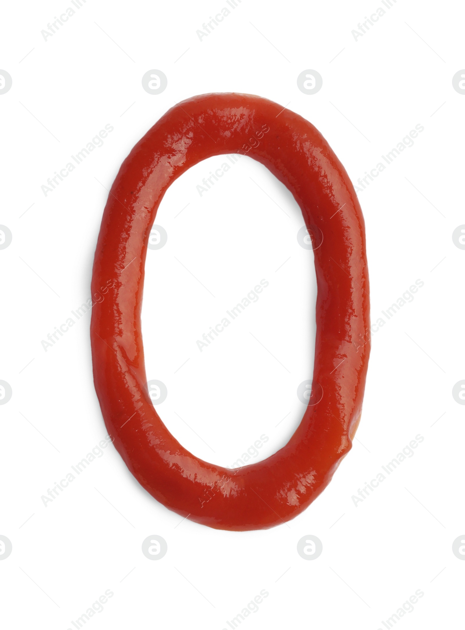 Photo of Number zero written by ketchup on white background