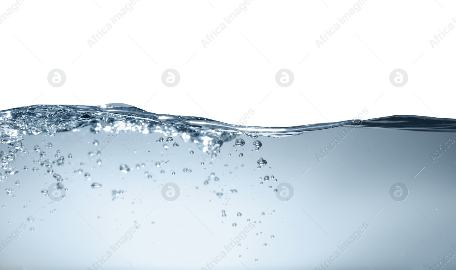 Photo of Bubbles in clear water on grey background