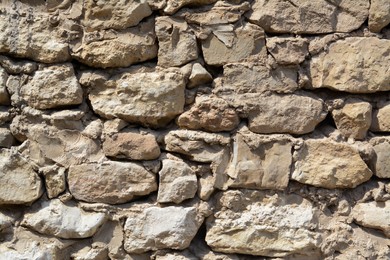 Texture of old stone wall as background, closeup