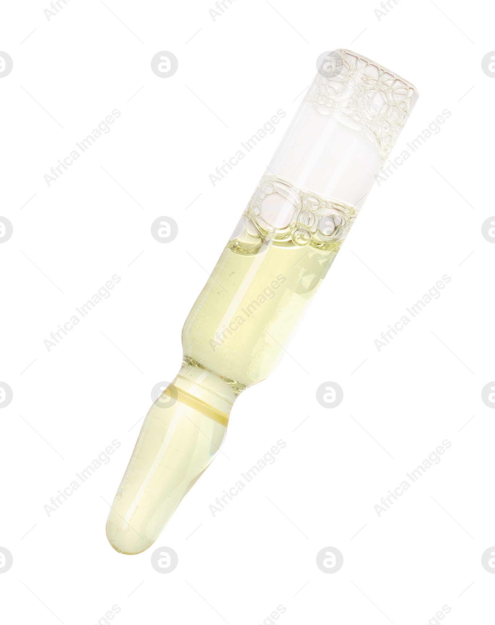 Photo of Glass ampoule with liquid isolated on white