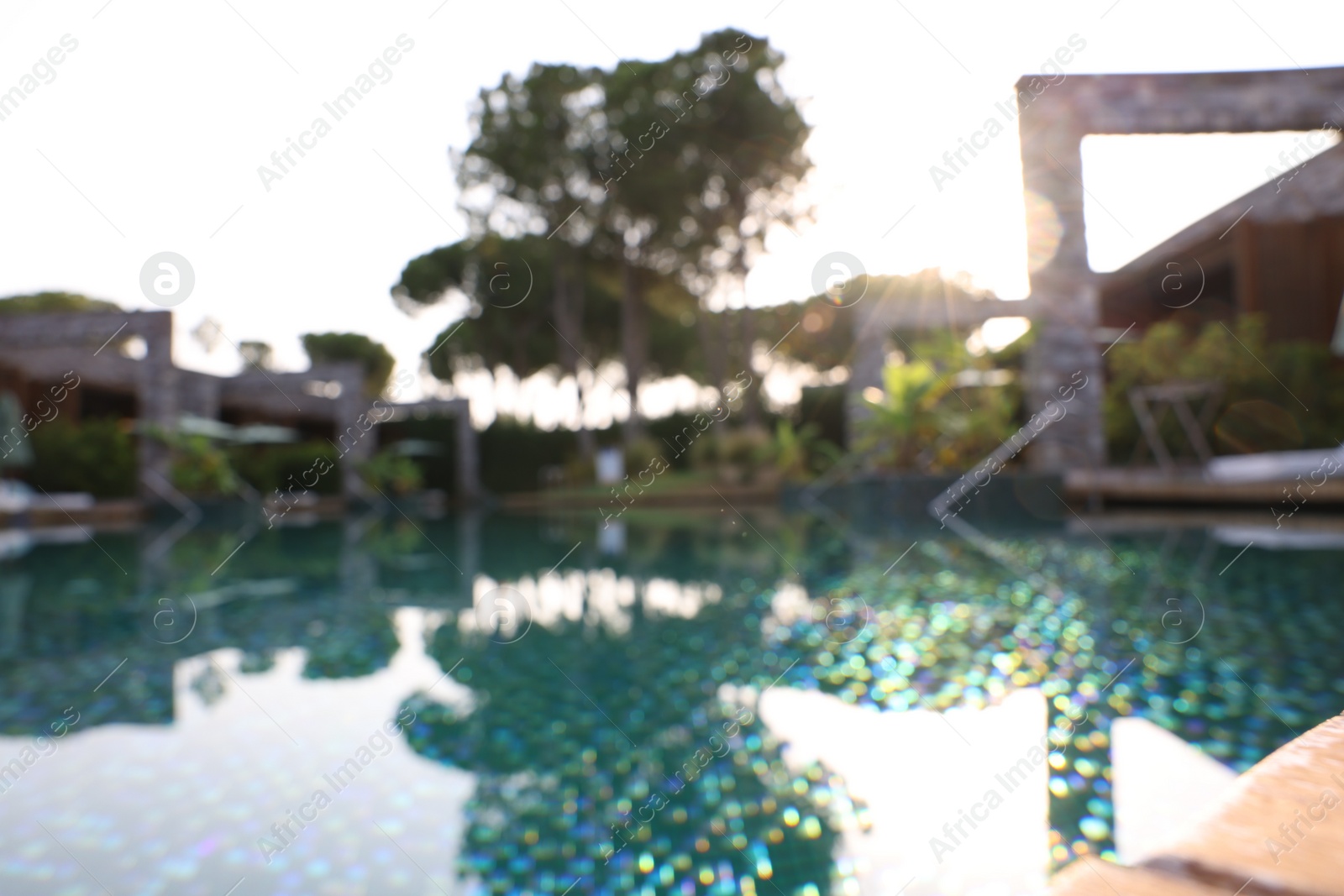 Photo of Outdoor swimming pool at resort, blurred view