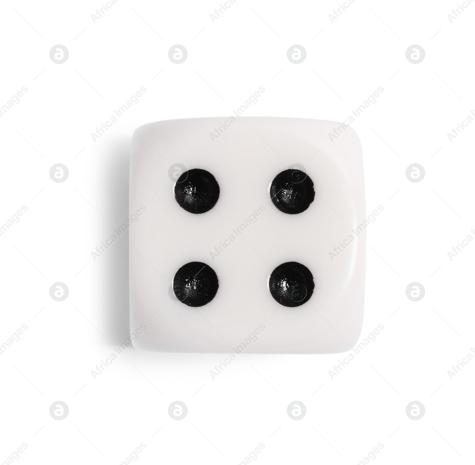 Photo of One game dice isolated on white, top view