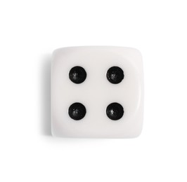 One game dice isolated on white, top view