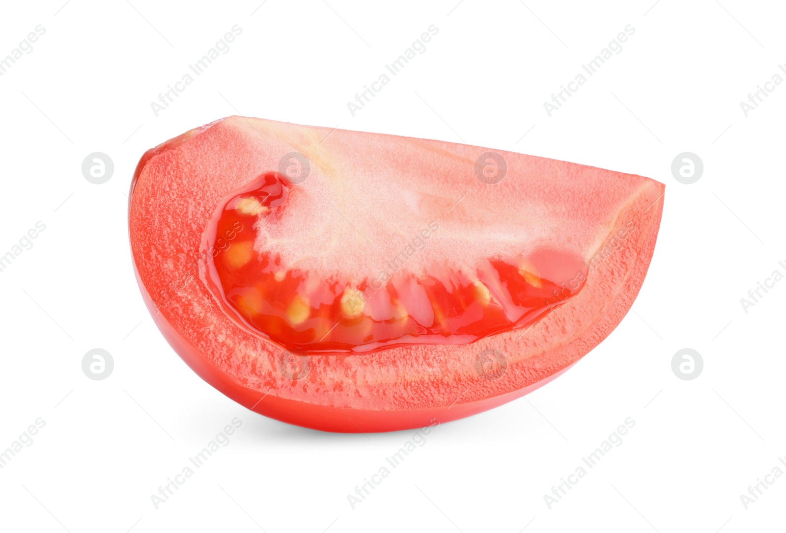 Photo of Piece of red ripe tomato isolated on white