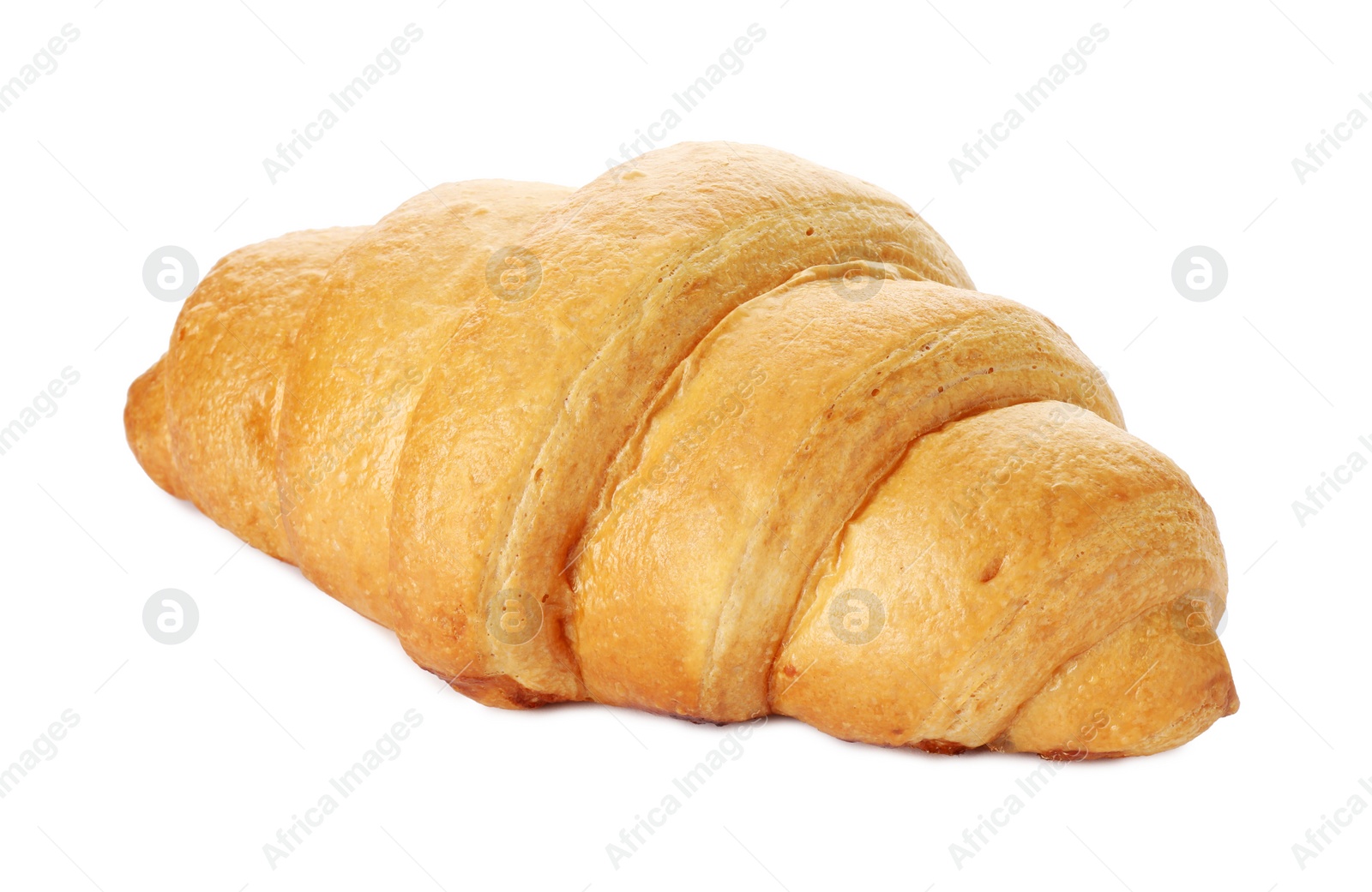 Photo of One delicious fresh croissant isolated on white