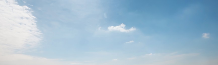 Image of Beautiful blue sky with white clouds, banner design