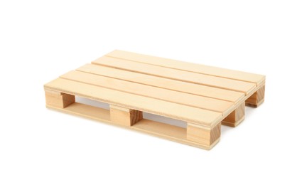 Photo of One small wooden pallet isolated on white