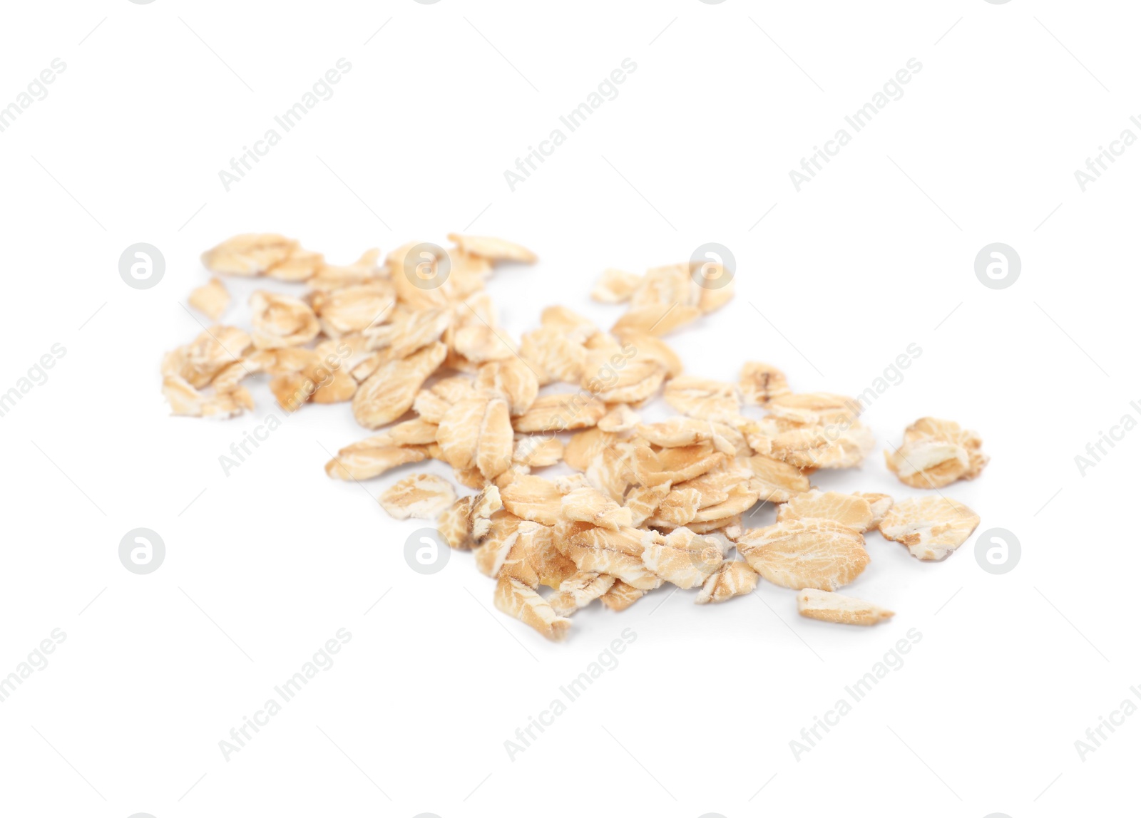 Photo of Pile of rolled oats isolated on white