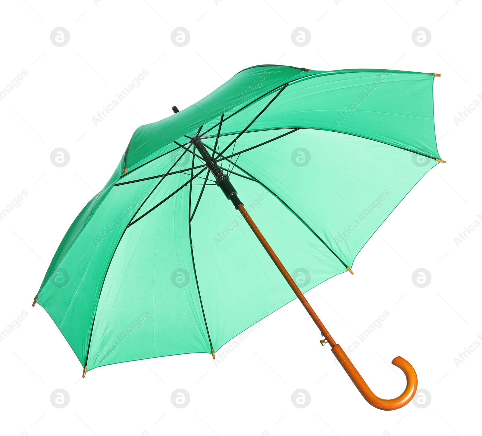 Photo of Beautiful open umbrella on white background