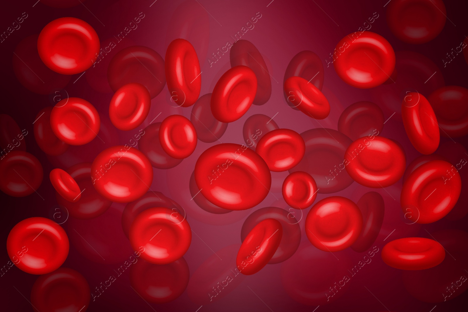 Image of Illustration of red blood cells (erythrocytes) in motion