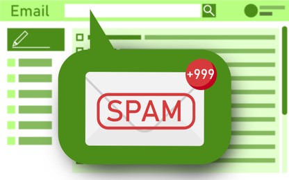 Illustration of  email app interface with spam warning message