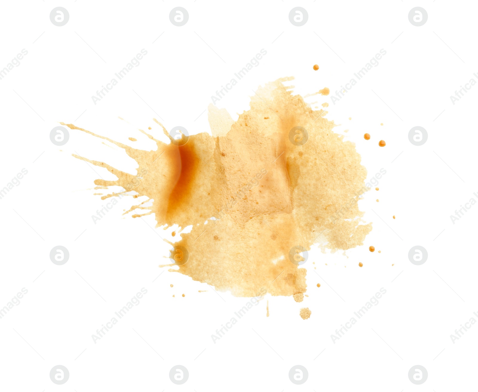 Photo of Dried coffee stain isolated on white, top view