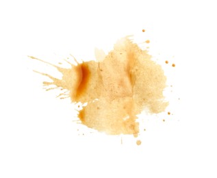 Photo of Dried coffee stain isolated on white, top view