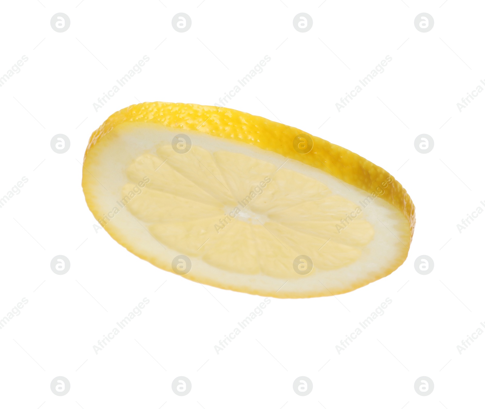 Photo of Cut fresh juicy lemon on white background