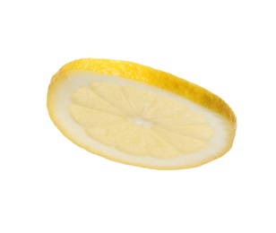 Photo of Cut fresh juicy lemon on white background