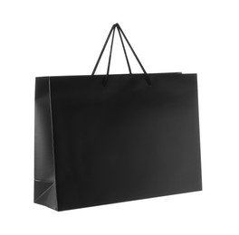 Photo of One black paper bag isolated on white