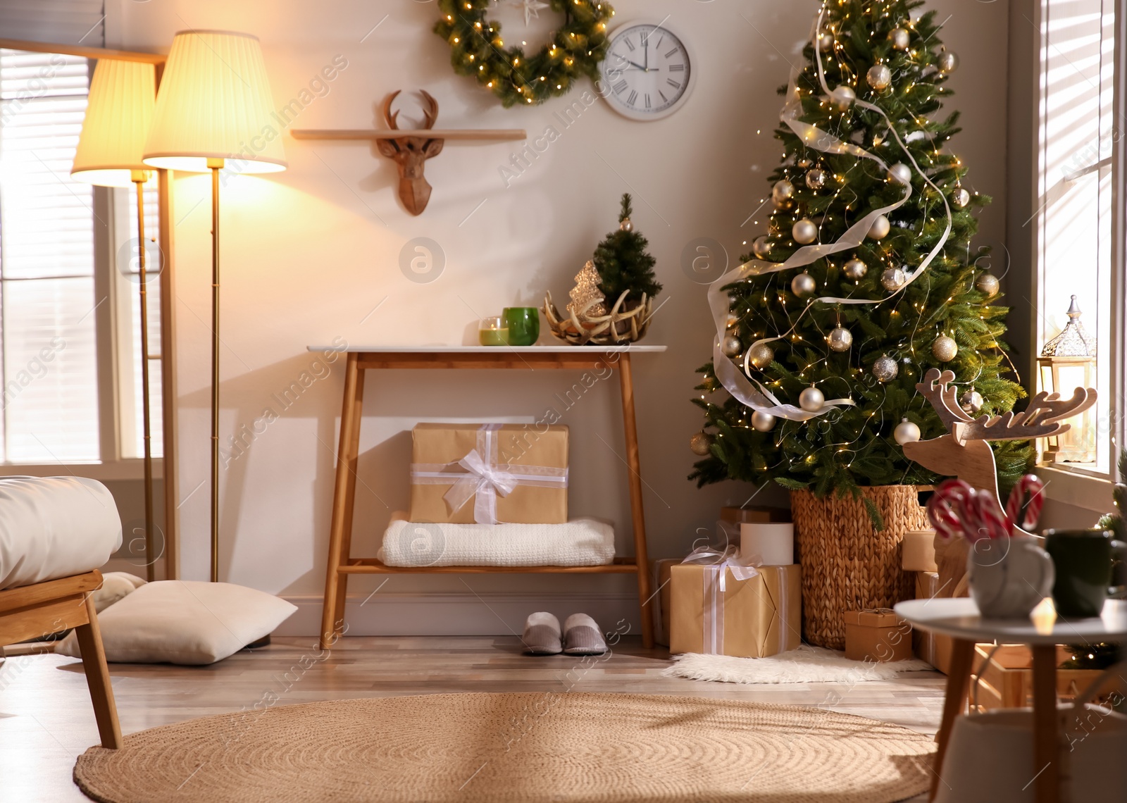 Photo of Beautiful living room interior decorated for Christmas