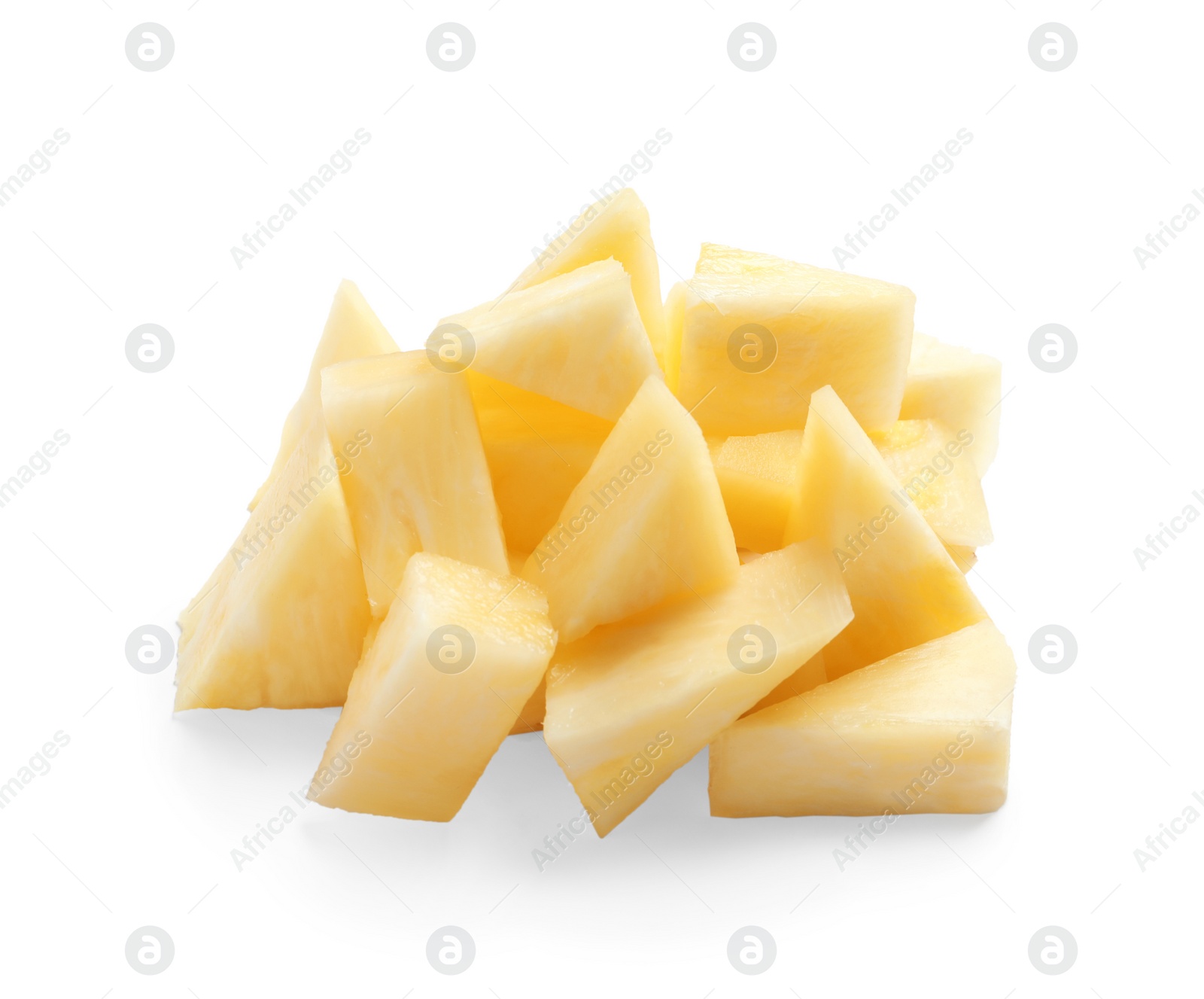 Photo of Slices of fresh pineapple on white background