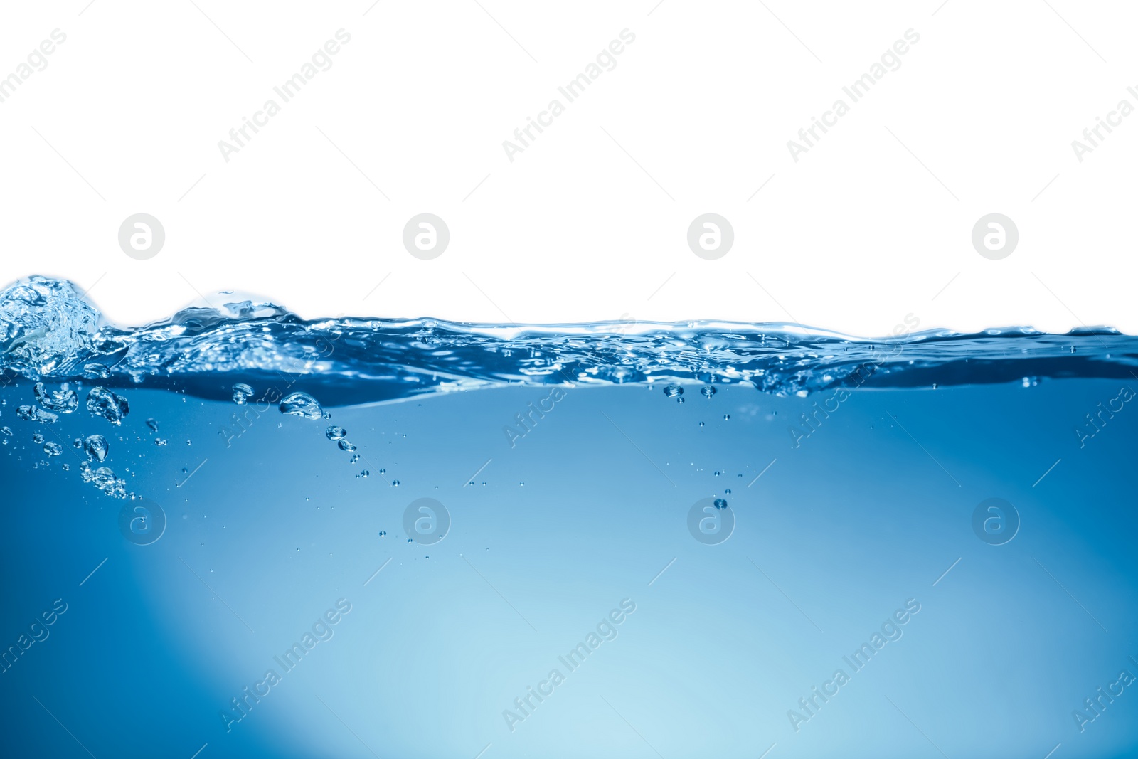 Photo of Splash of clear blue water on white background